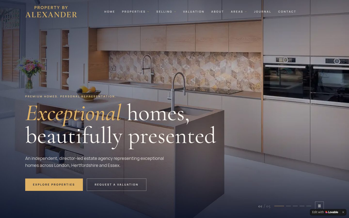 PROPERTY BY ALEXANDER — desktop website screenshot