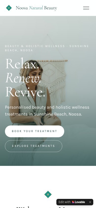 NOOSA NATURAL BEAUTY — mobile website screenshot